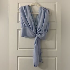 Boutique blue wrap top